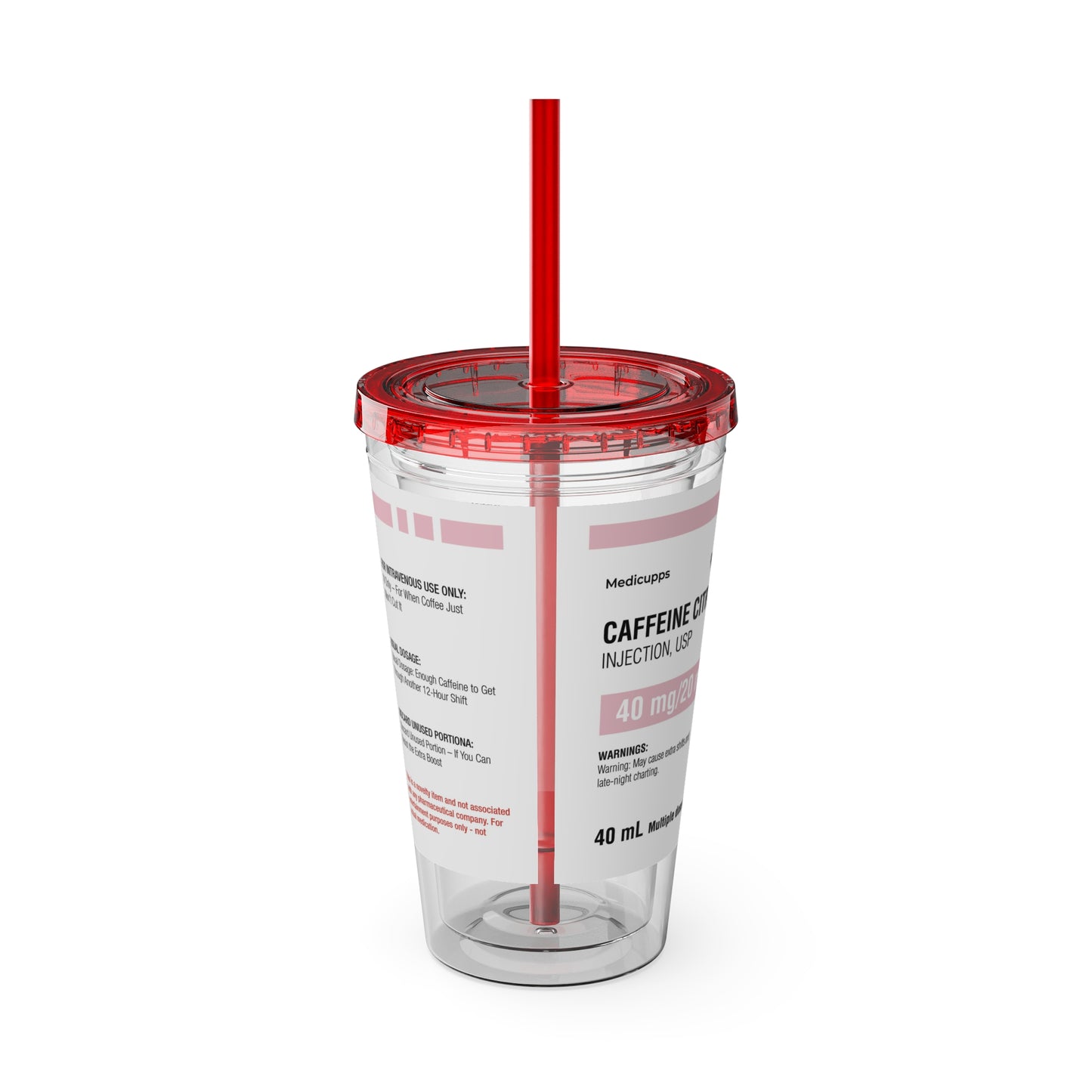 CAFFEINE CITRATETumbler Cup with Straw, 16oz