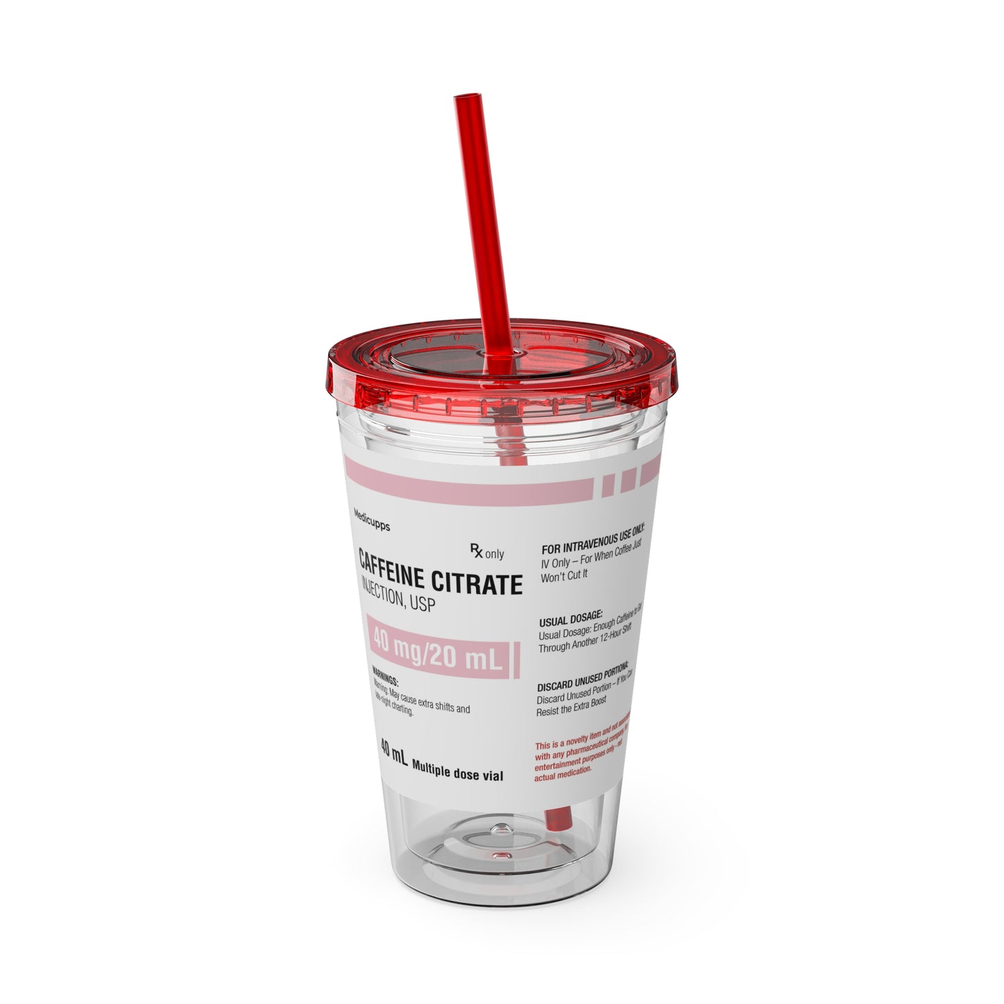 CAFFEINE CITRATETumbler Cup with Straw, 16oz