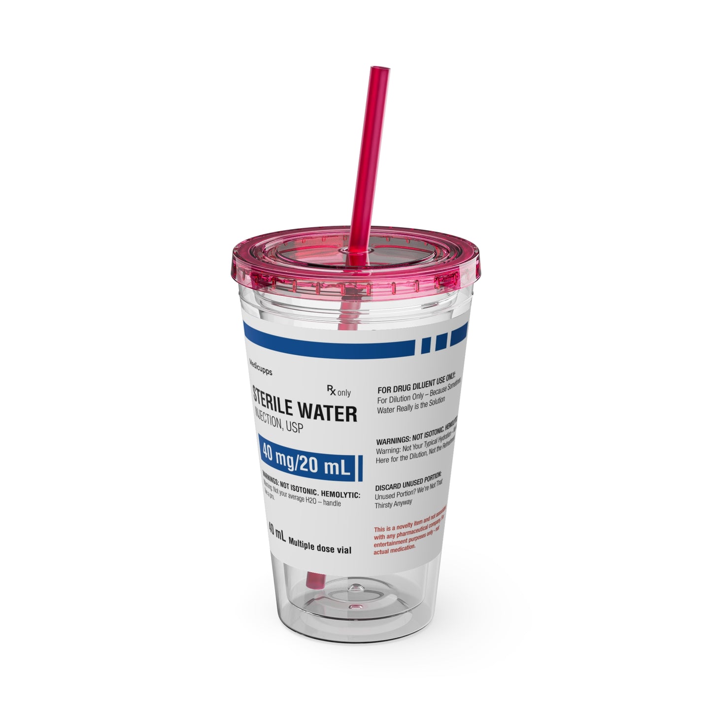 STERILE WATER Tumbler Cup with Straw, 16oz