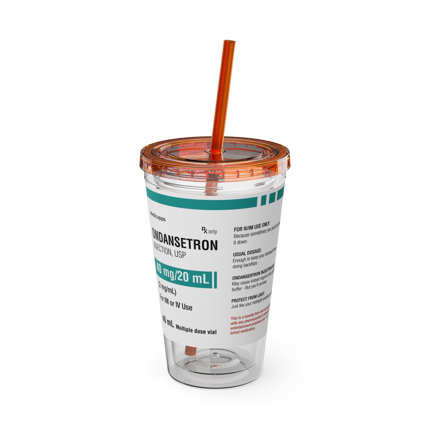 ONDANSETRON Tumbler Cup with Straw, 16oz